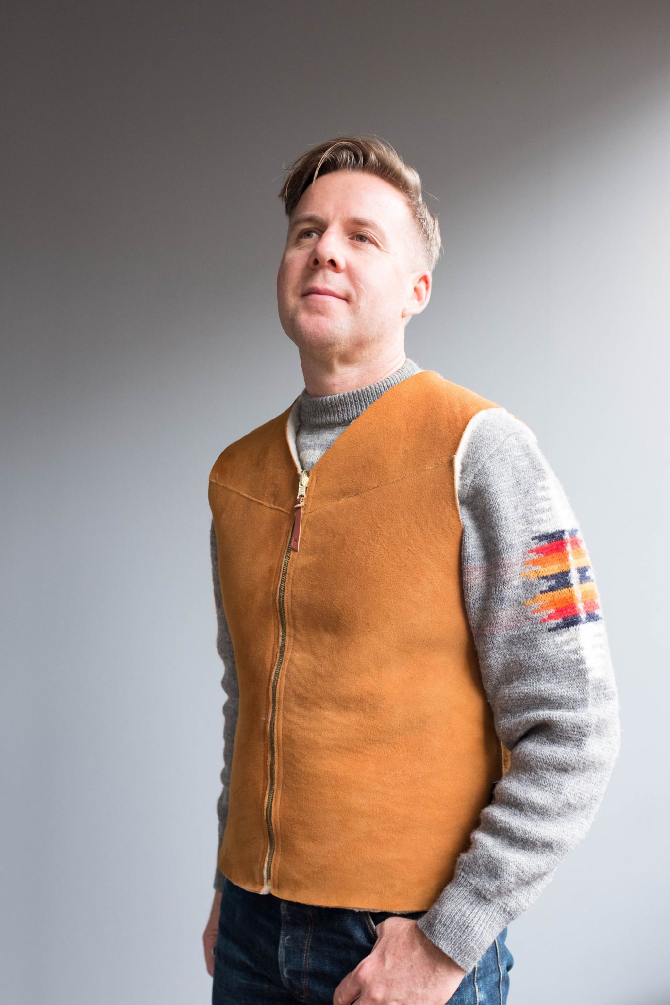 Tailored sheepskin vest